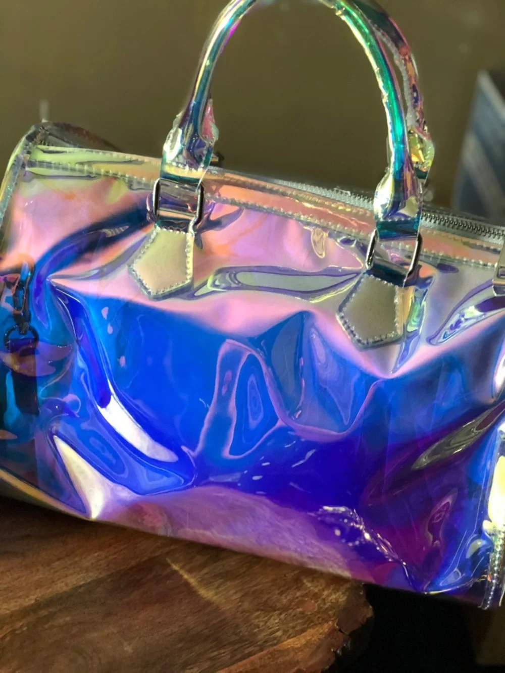 Iridescent Holographic Satchel - Multi-Color